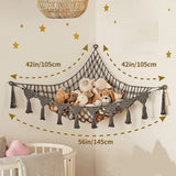 1 Pack Toy Storage Hammock and Net Hanging Organizer for Soft Toys, Dark Gray