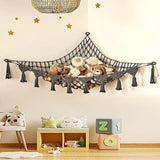 1 Pack Toy Storage Hammock and Net Hanging Organizer for Soft Toys, Dark Gray