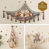 1 Pack Toy Storage Hammock and Net Hanging Organizer for Soft Toys, Dark Gray