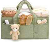 Baby storage basket - portable baby storage basket - felt baby storage - removable compartment - perfect for newborn essentials, storage, and diaper changing - Light green