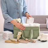 Baby storage basket - portable baby storage basket - felt baby storage - removable compartment - perfect for newborn essentials, storage, and diaper changing - Light green