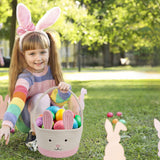 Darzheoy Easter Basket for Boys Girls Easter Bunny Basket with Rabbit Ears, Easter Egg Hunting Basket Easter Baskets for Kids Babies First Easter Gifts C