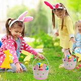 Darzheoy Easter Basket for Boys Girls Easter Bunny Basket with Rabbit Ears, Easter Egg Hunting Basket Easter Baskets for Kids Babies First Easter Gifts C