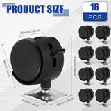 8 Pcs 1.5 Inch Plastic Furniture Wheels with Brake Swivel Replacement Wheels Small Nylon Plastic Casters for Rolling Cart Table Chair Cabinet, Black (Flat Style)