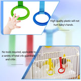 4 PCS 4 Colors Plastic Baby Crib Pull Rings Kids Walking Exercises Assistant Stand Up Cot Hanging Rings for Infant Baby Toddler Practice Tool