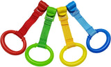 4 PCS 4 Colors Plastic Baby Crib Pull Rings Kids Walking Exercises Assistant Stand Up Cot Hanging Rings for Infant Baby Toddler Practice Tool