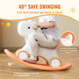 3 in 1 Rocking Horse for Toddlers 1-3 Years, Baby Rocking Horse with Detachable Balance Board and 4 Smooth Wheels, Support up to 80 lbs HDPE Material Kids Ride on Toy, Swinging, Orange